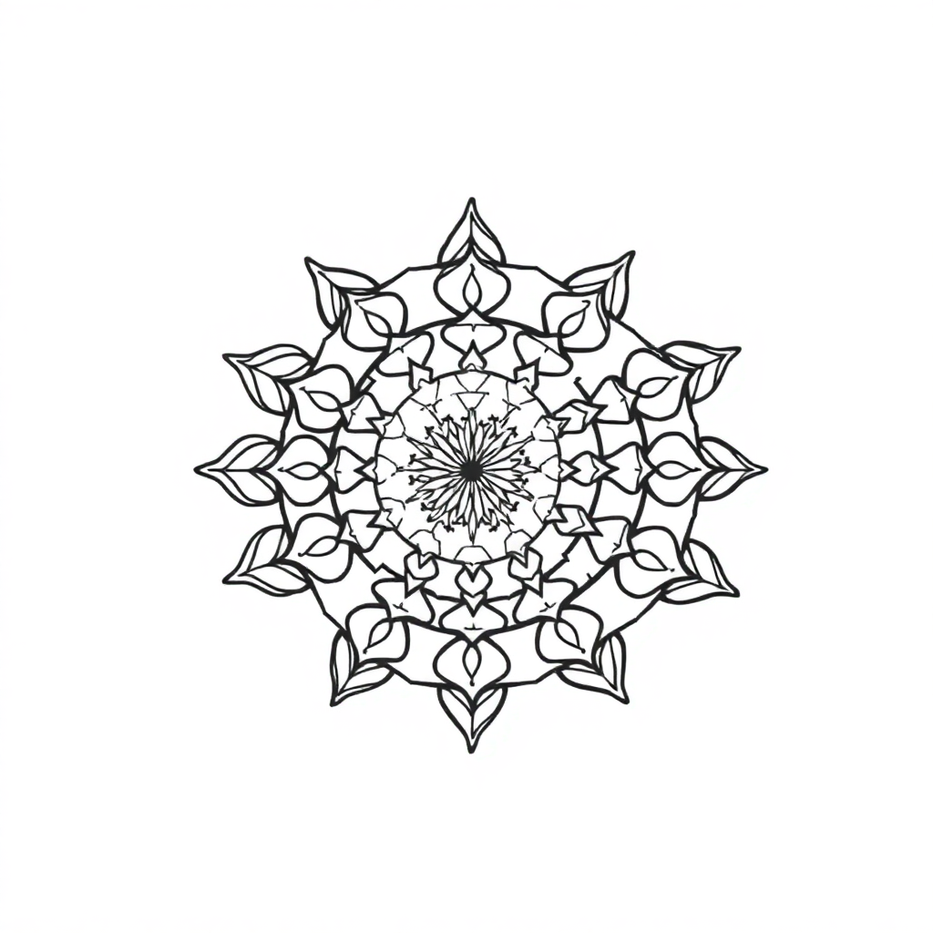 Abstract Spiral Mandala In Winter Coloring Page