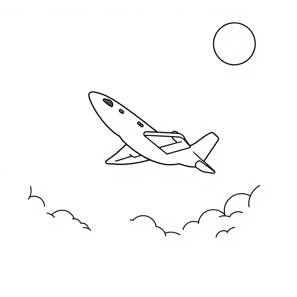 Airplane Flying At Night Coloring Page