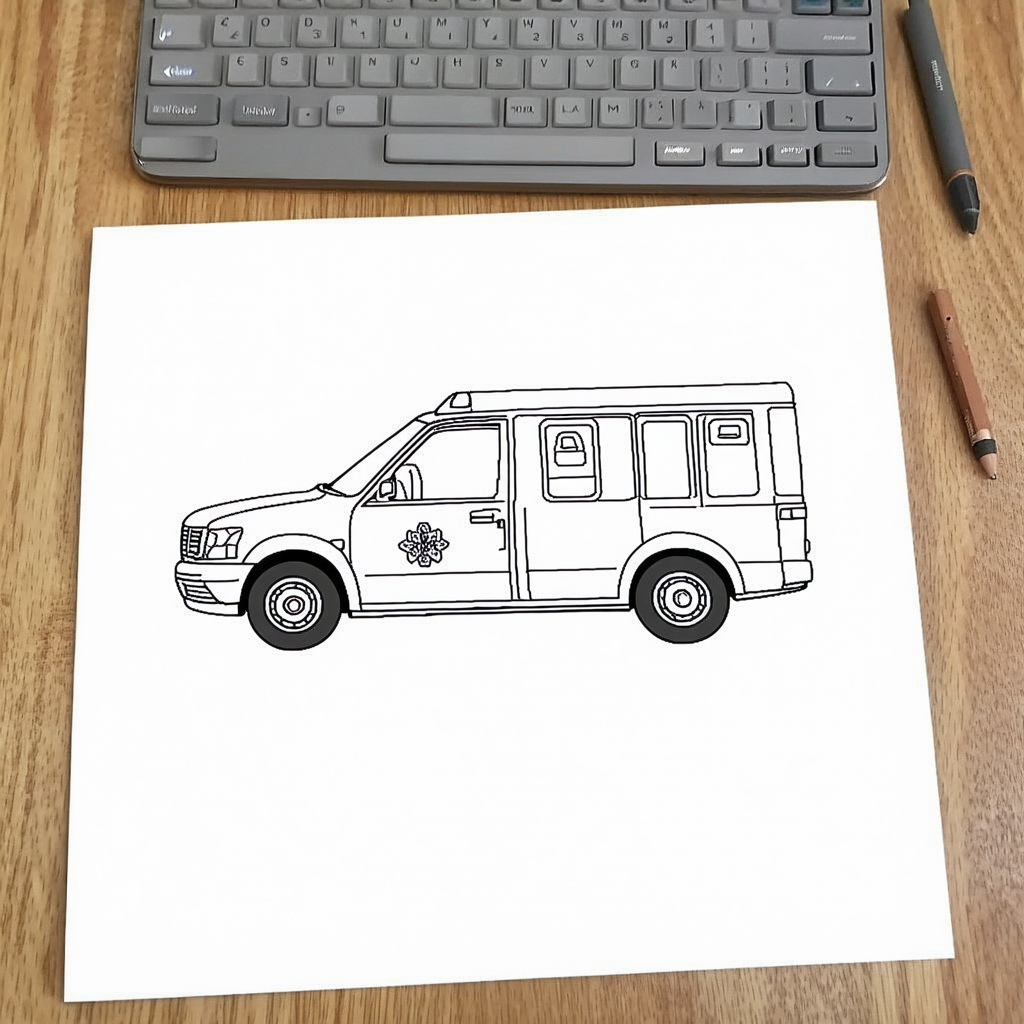 Ambulance Coloring Page