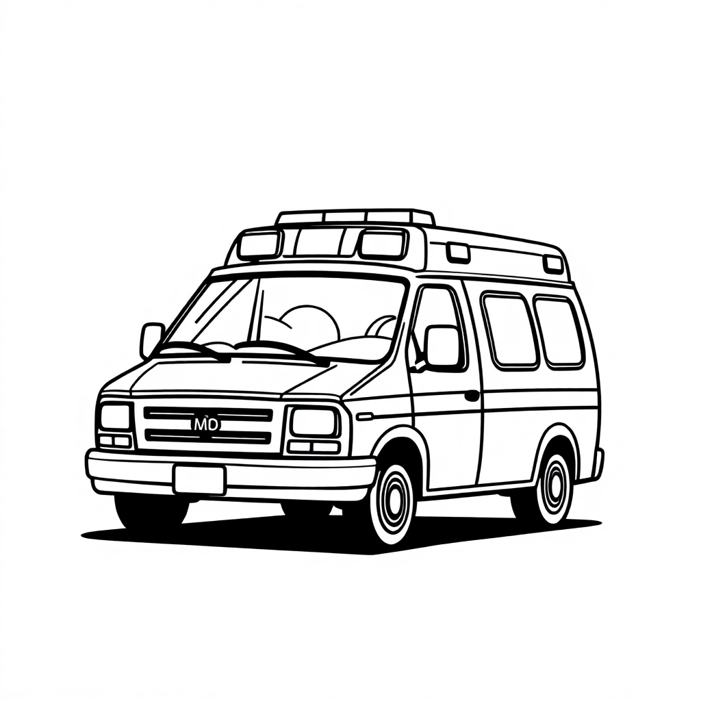 Ambulance At Sunset Coloring Page