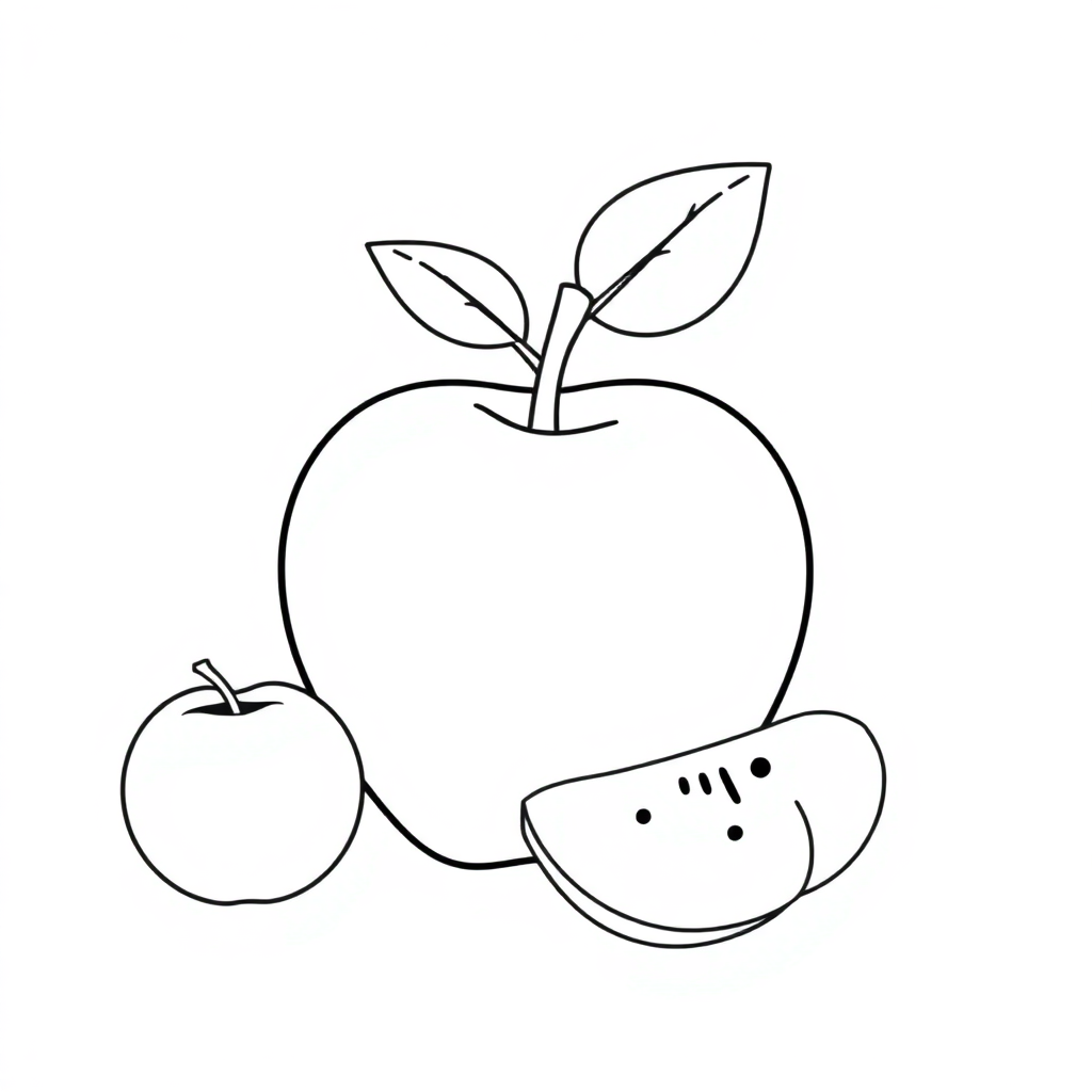 Apple And Fruits Coloring Page
