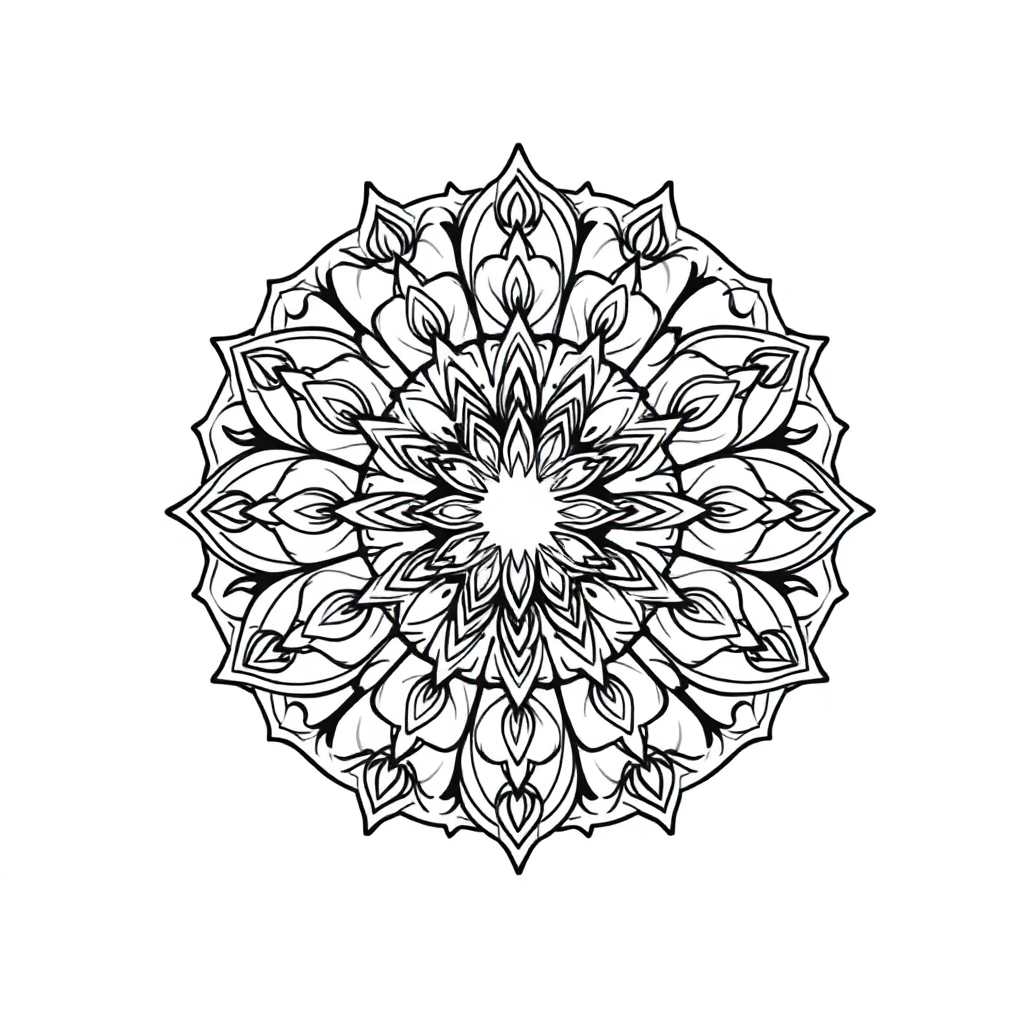 Art Nouveau Mandala In Rain Coloring Page