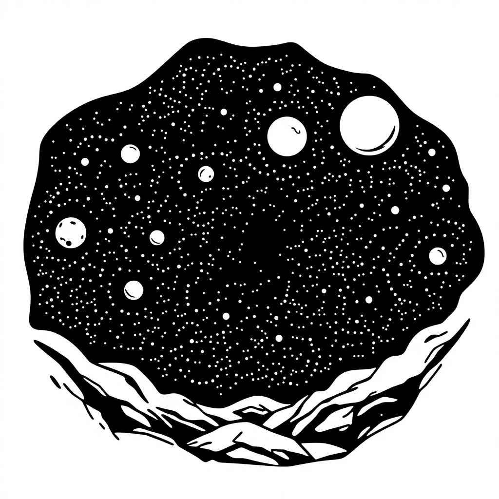 Asteroid Belt At Night Coloring Page