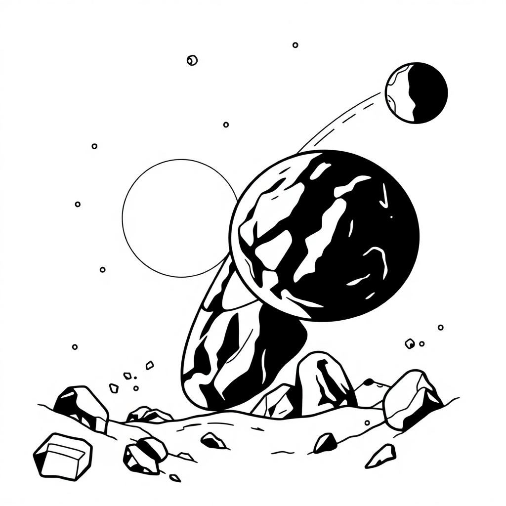 Asteroid Belt At Sunset Coloring Page