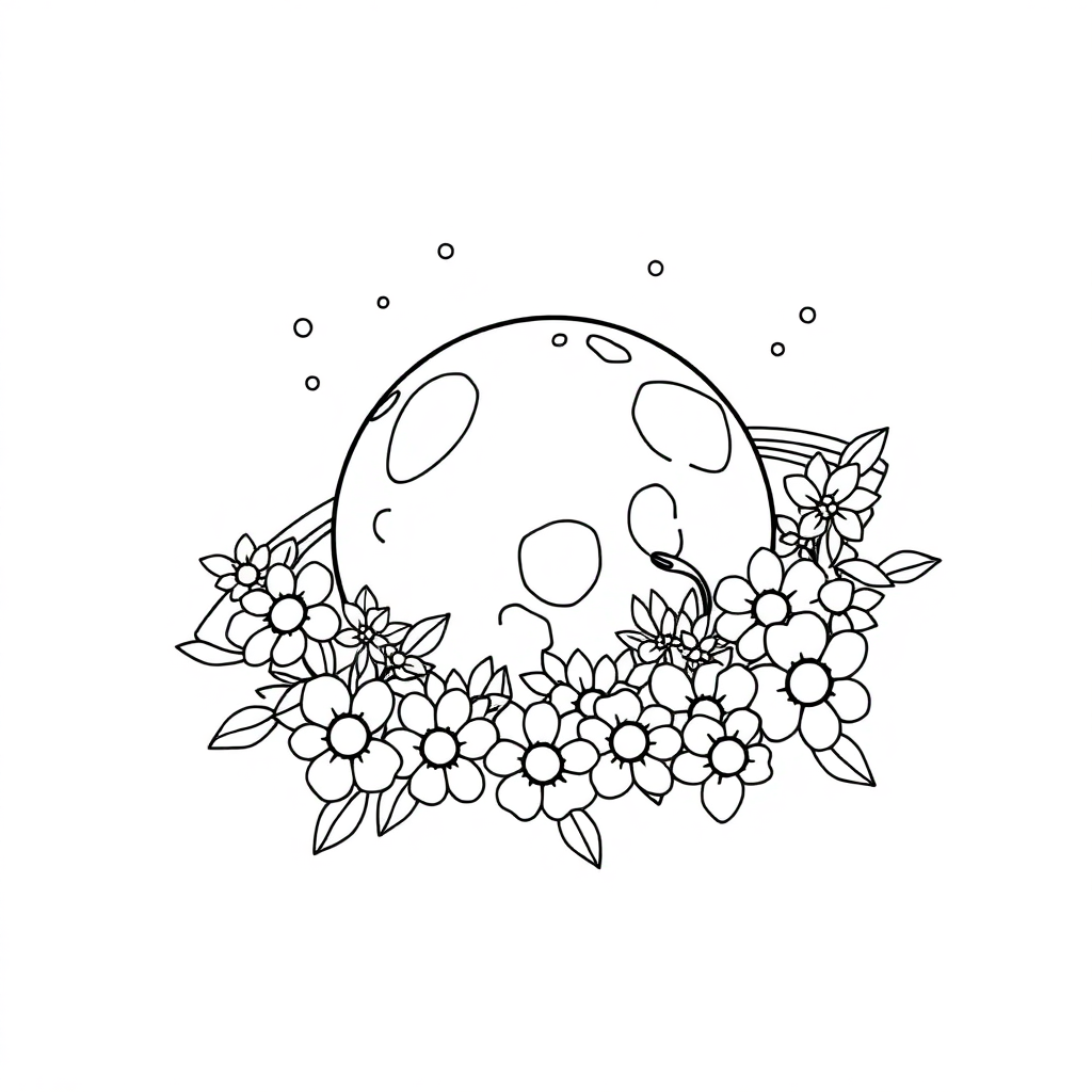 Asteroid Belt With Flowers Coloring Page
