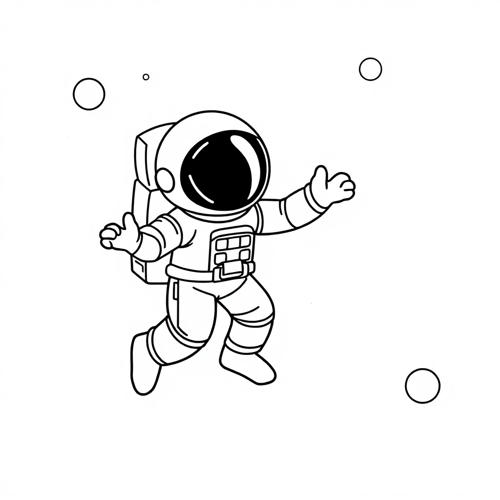 Astronaut Floating In Space At Night Coloring Page