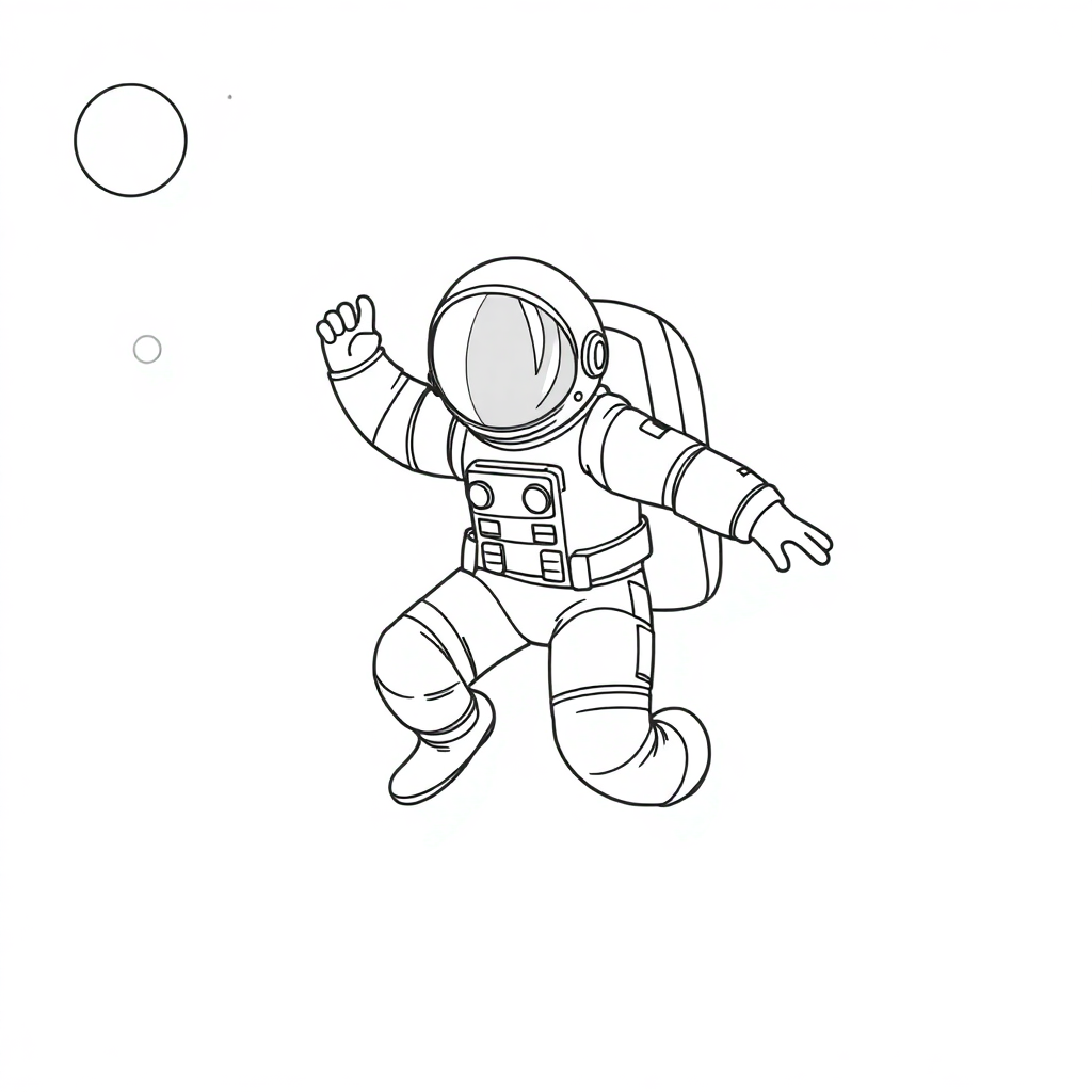 Astronaut Floating In Space Coloring Page