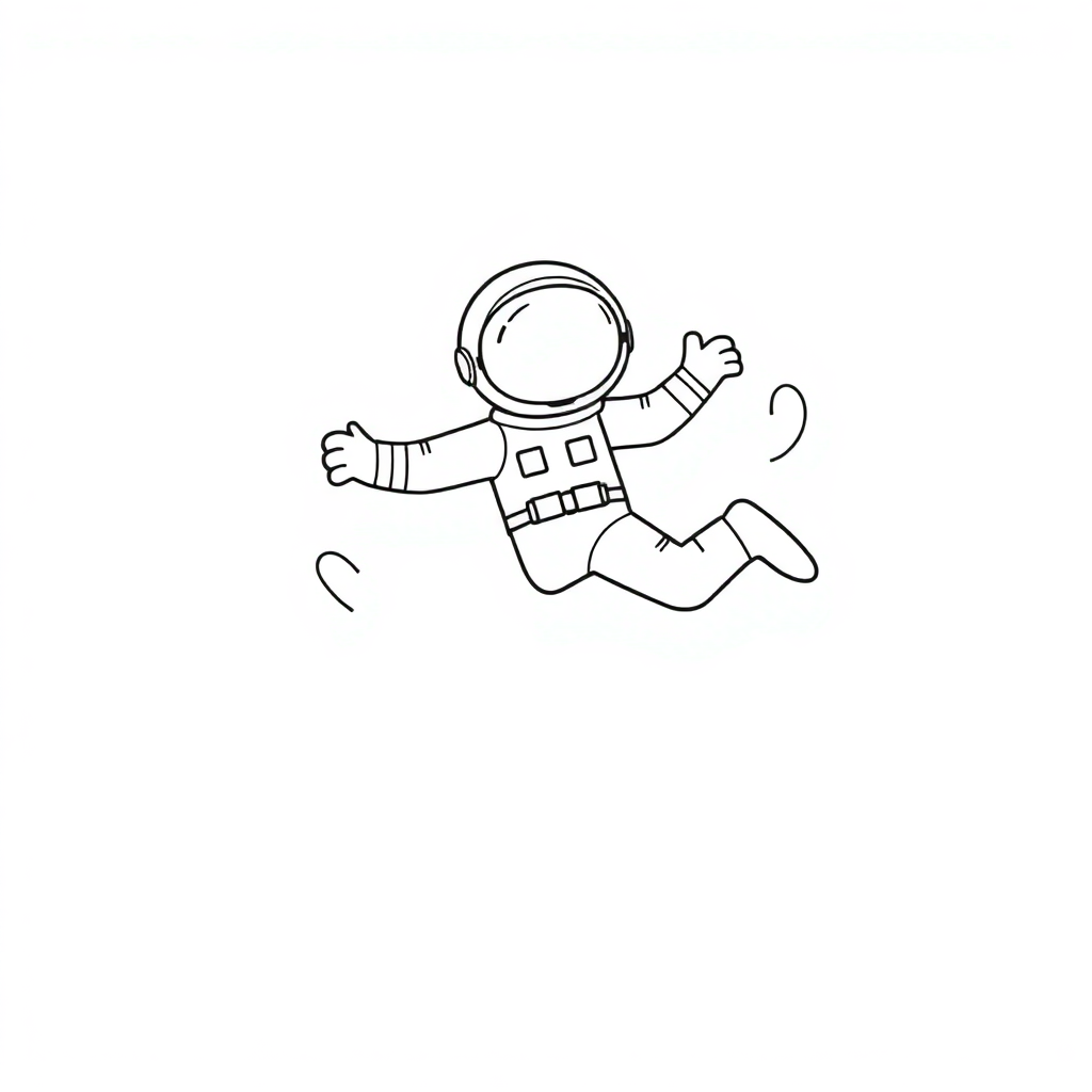 Astronaut Floating In Space Underwater Coloring Page