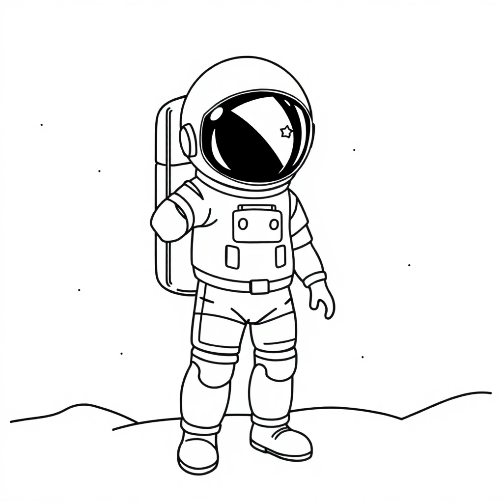 Astronaut In Suit At Night Coloring Page