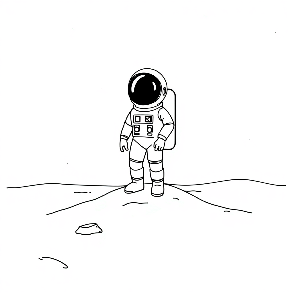 Astronaut On Moon On Beach Coloring Page