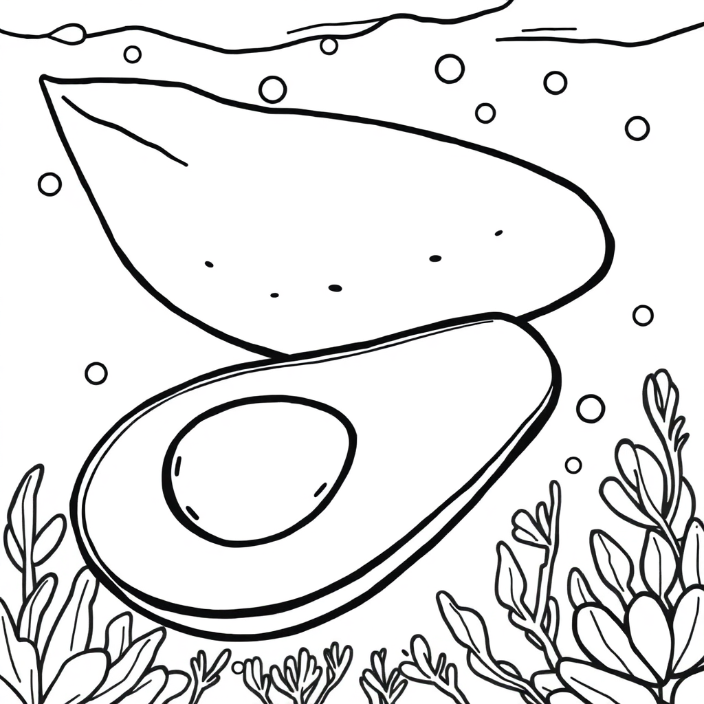 Avocado Underwater Coloring Page