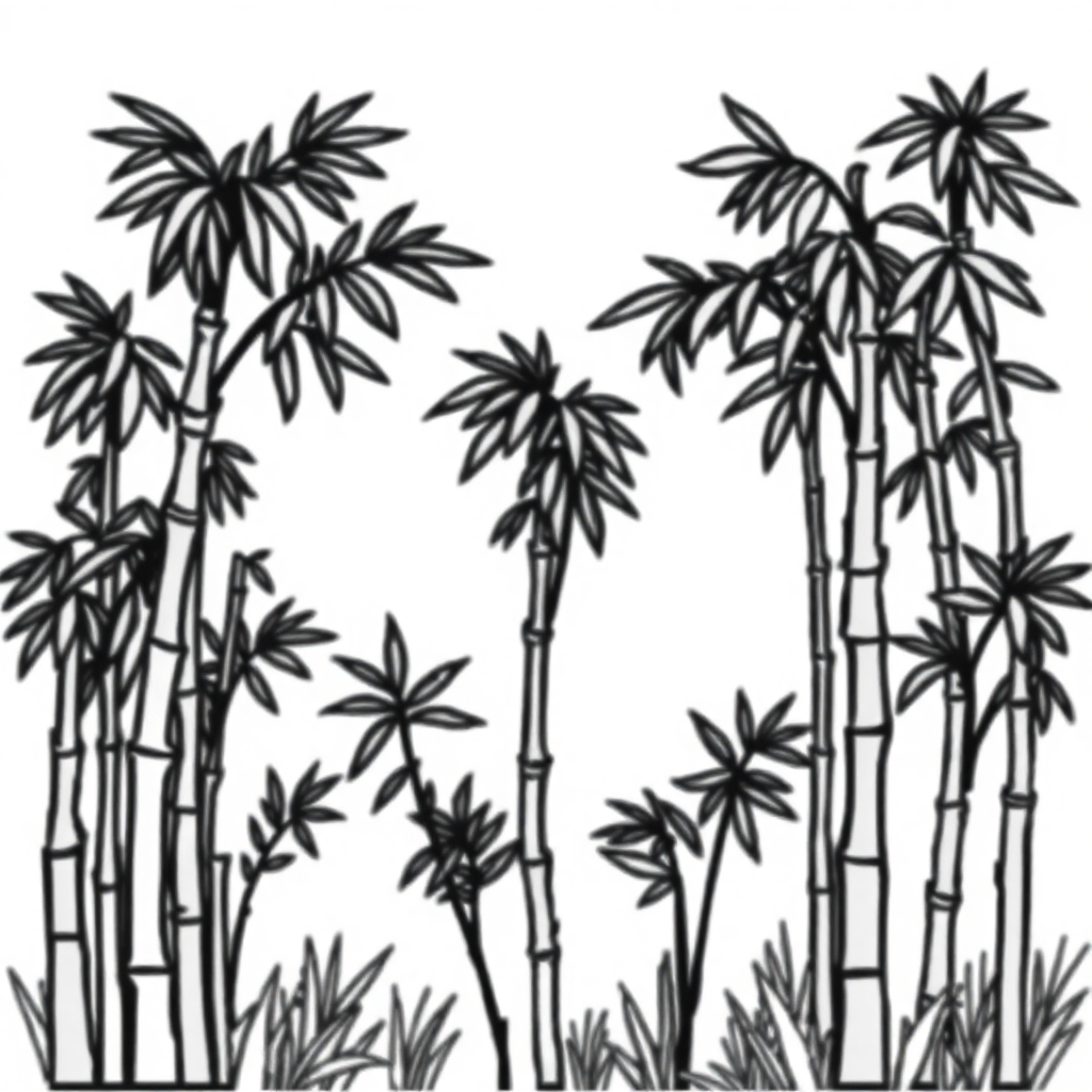Baby Bamboo Forest Coloring Page
