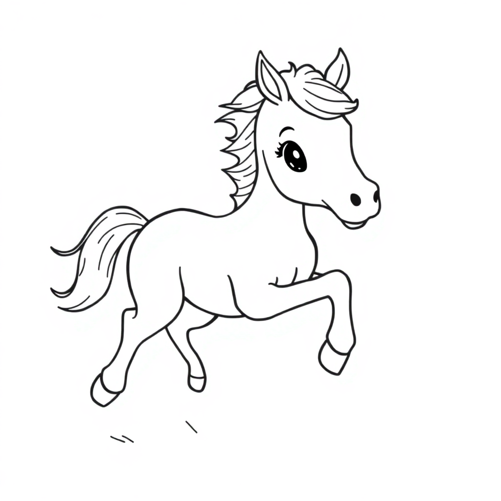 Baby Horse Running Coloring Page