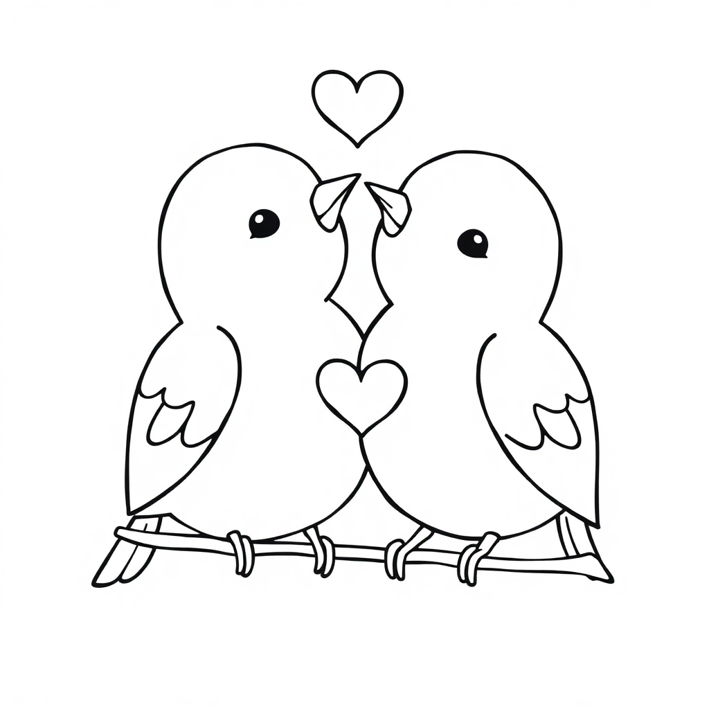 Printable Baby Love Birds Coloring Page