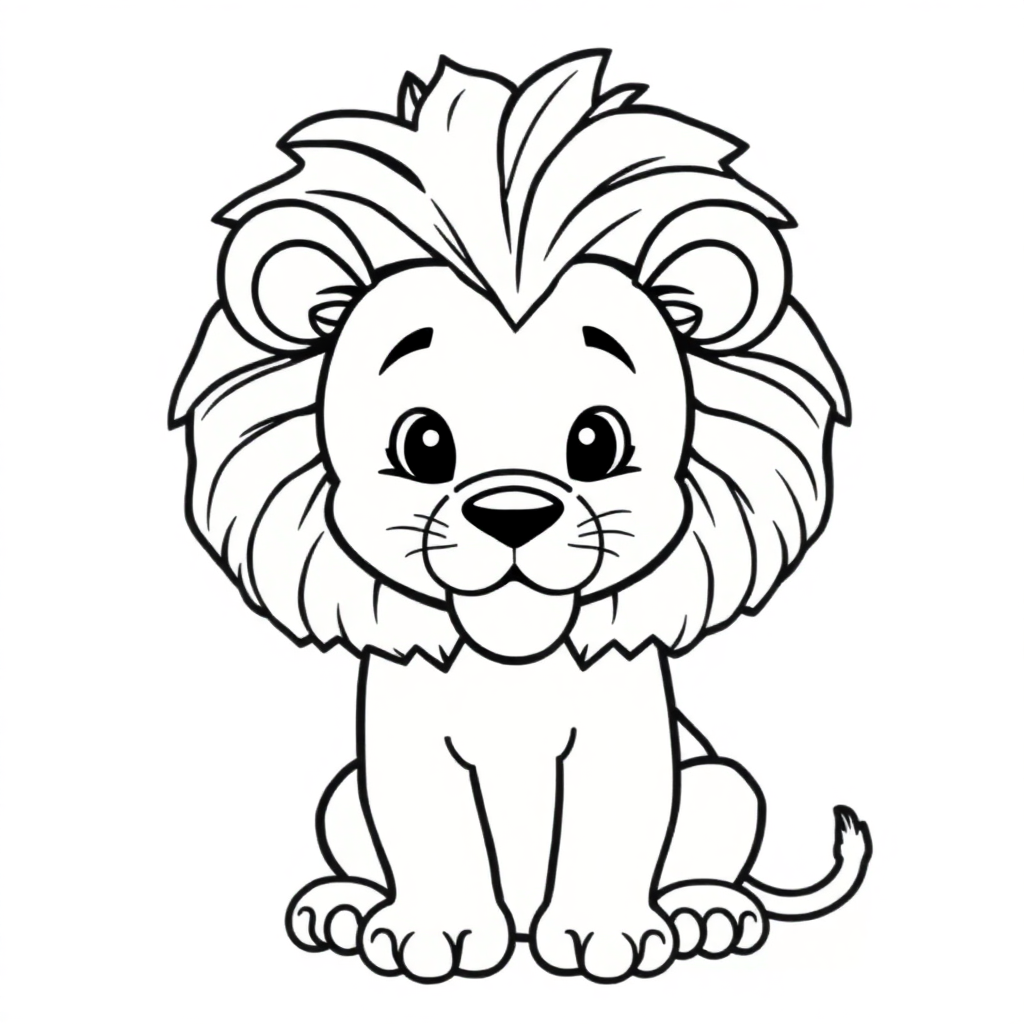 Baby Majestic Lion Coloring Page