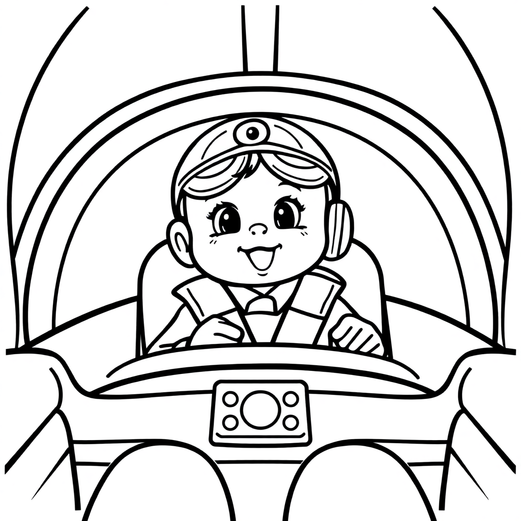 Baby Pilot In Cockpit Coloring Page