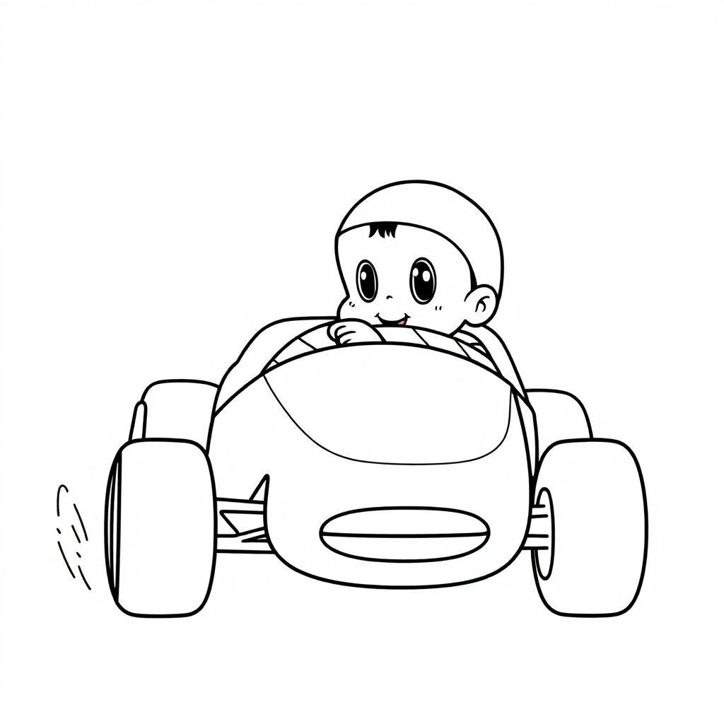 Printable Baby Race Car Speeding Coloring Page