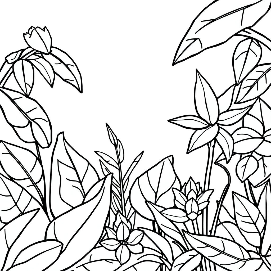 Baby Rainforest Plants Coloring Page