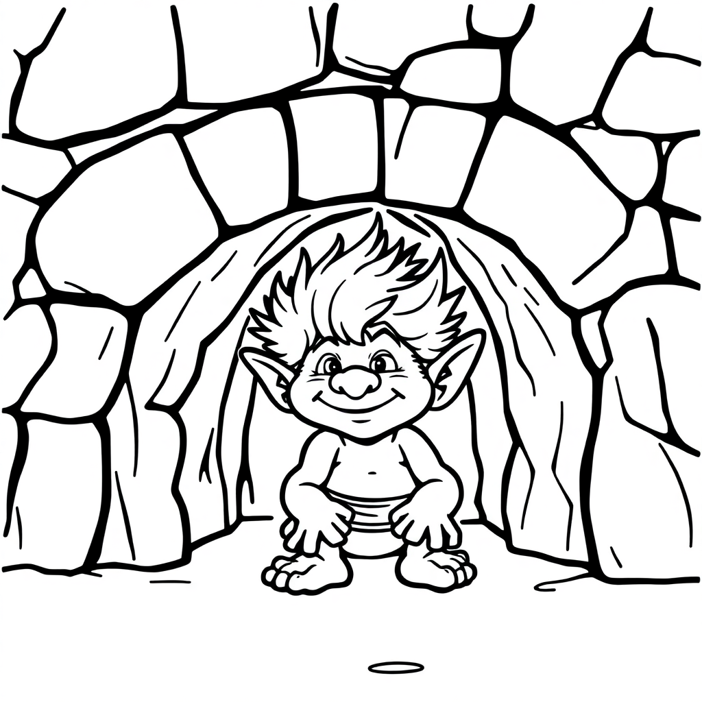 Baby Troll Under Bridge Coloring Page