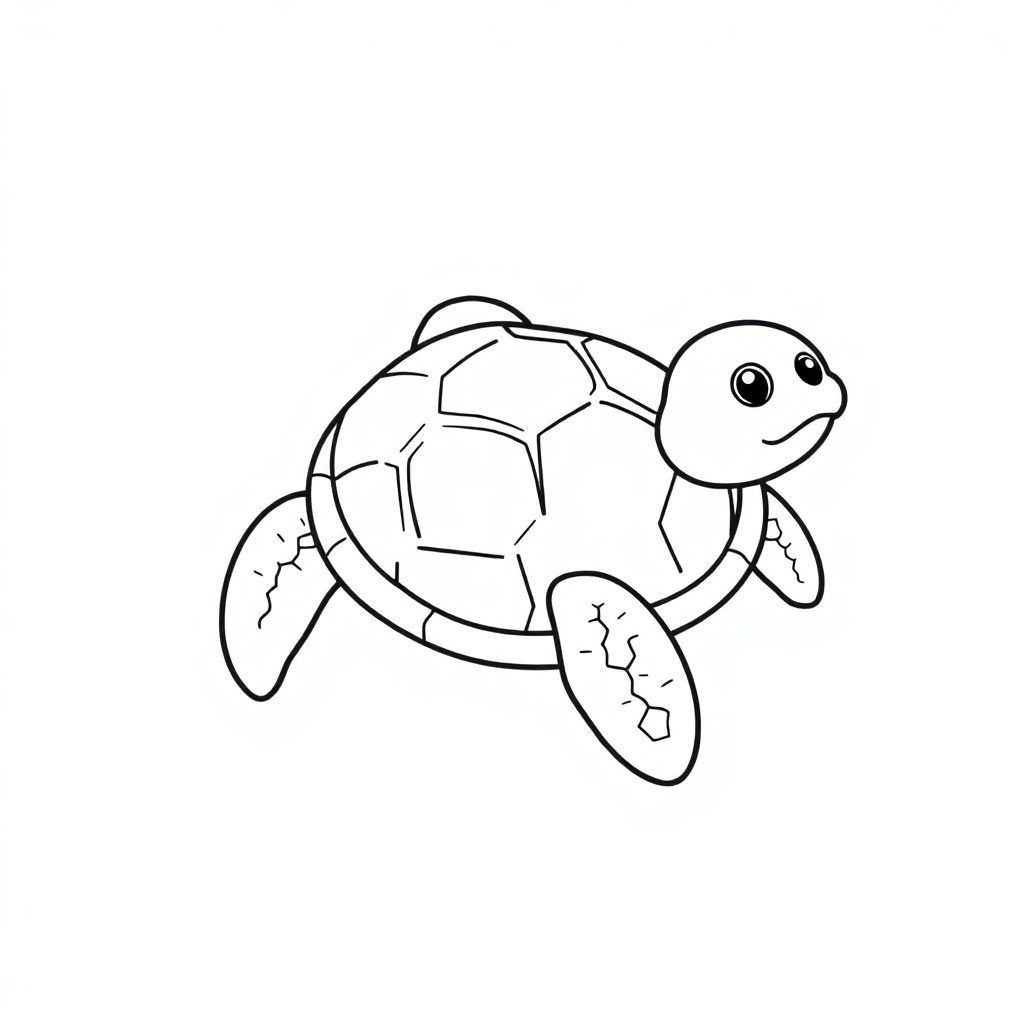 Baby Turtle Swimming Coloring Page
