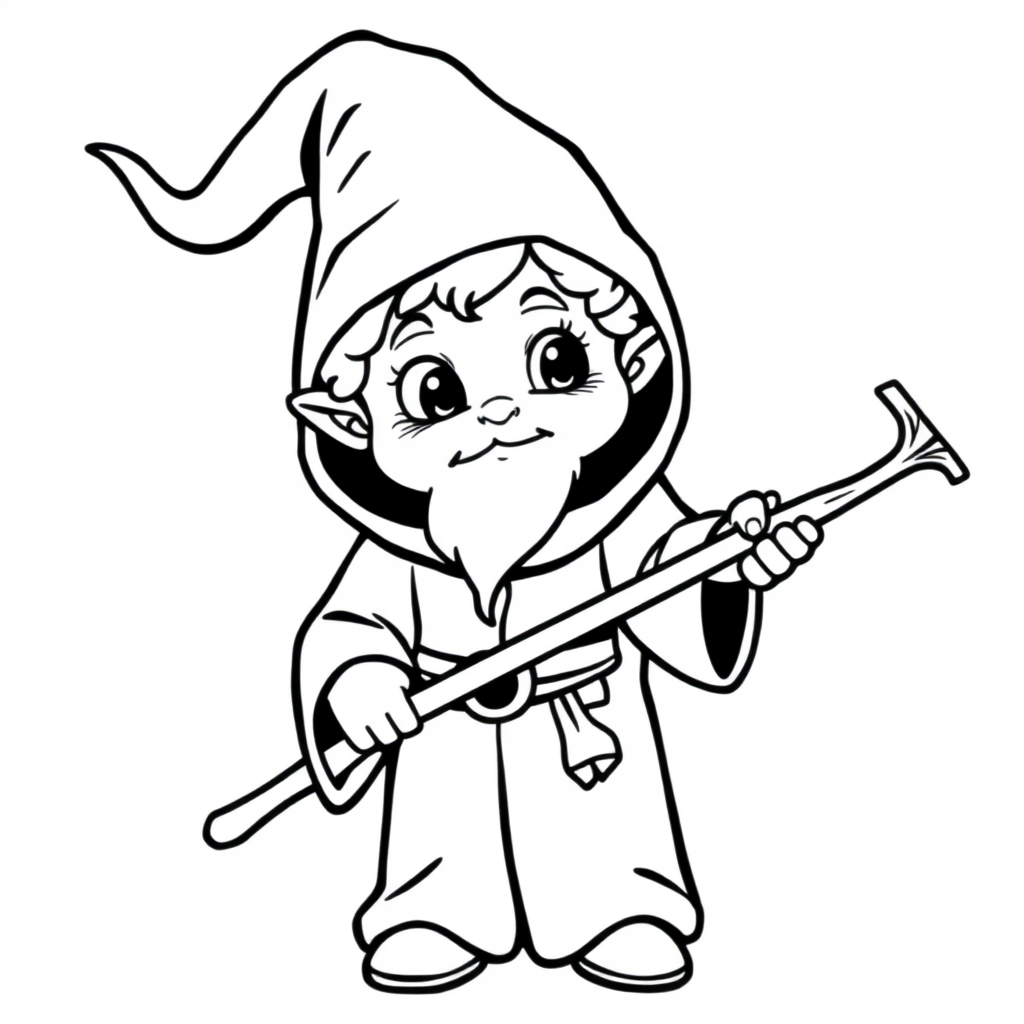 Baby Wizard With Staff Coloring Page
