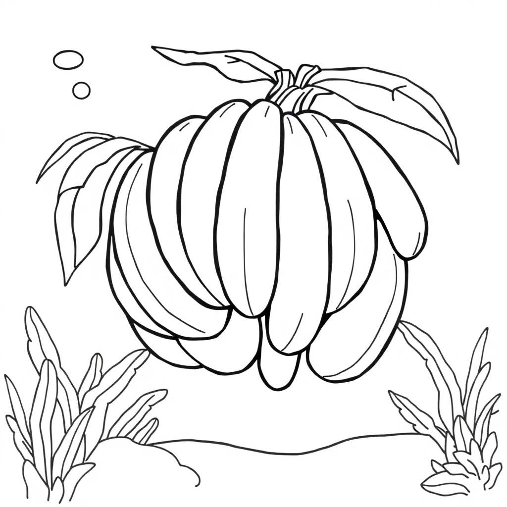 Banana Bunch Underwater Coloring Page