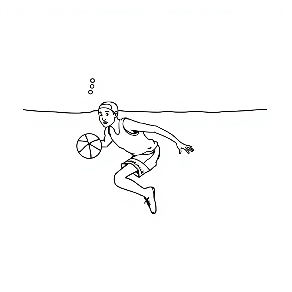 Basketball Player Underwater Coloring Page