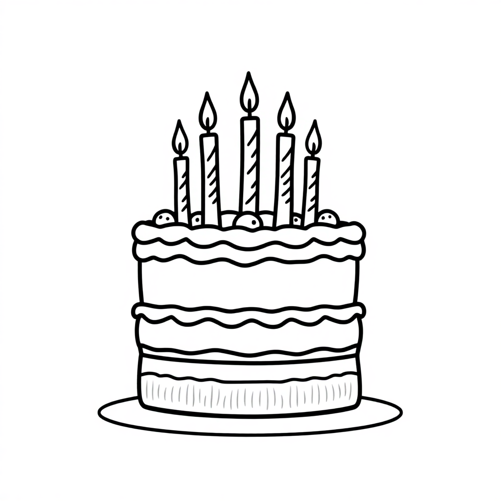 Printable Birthday Cake With Candles In Space Coloring Page