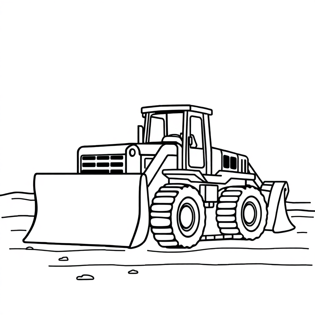 Bulldozer On Beach Coloring Page