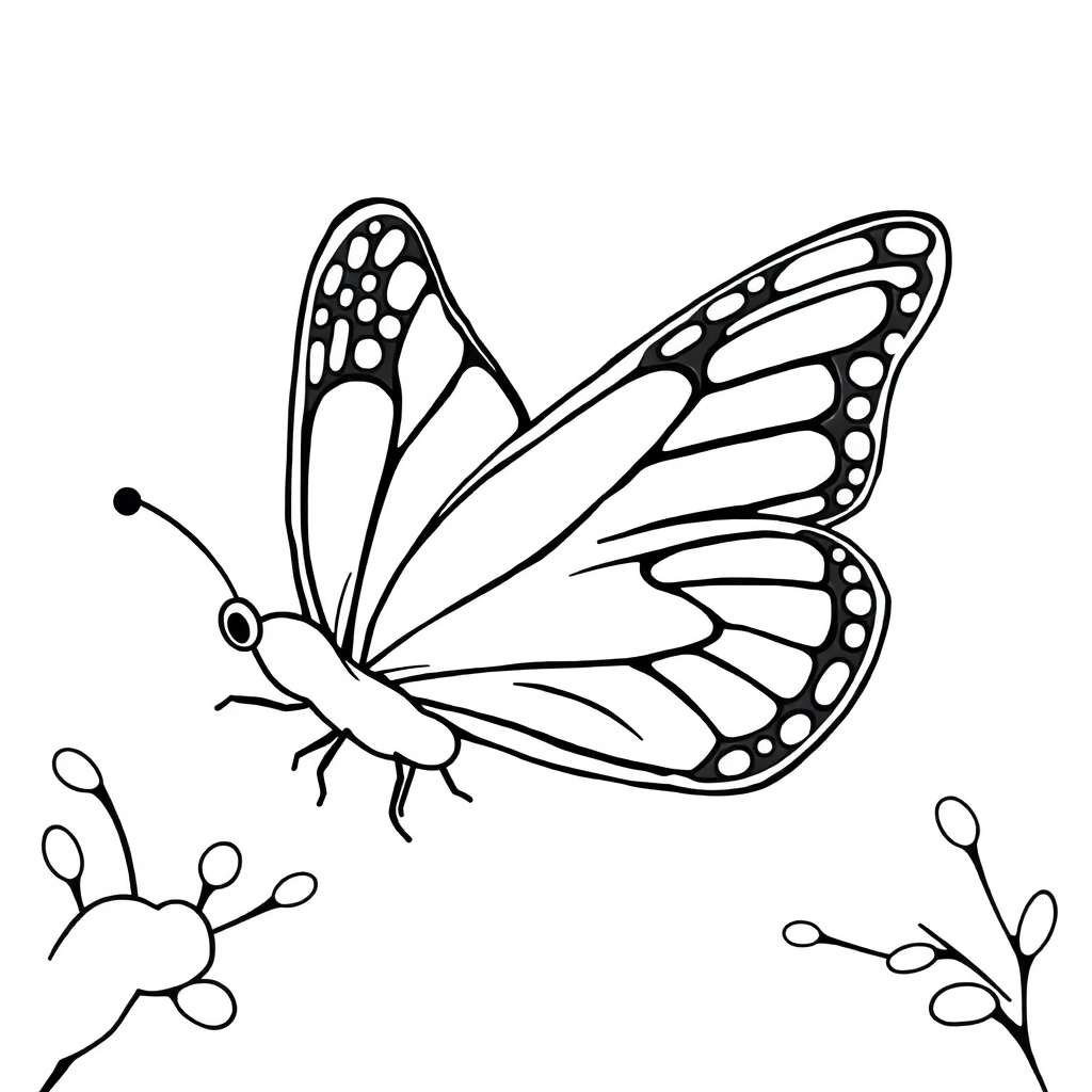 Butterfly With Detailed Wings In Winter Coloring Page