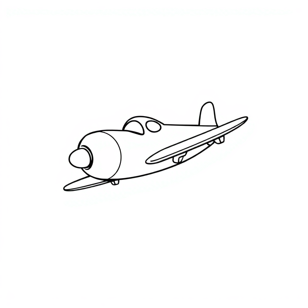 Cartoon Airplane Flying Coloring Page