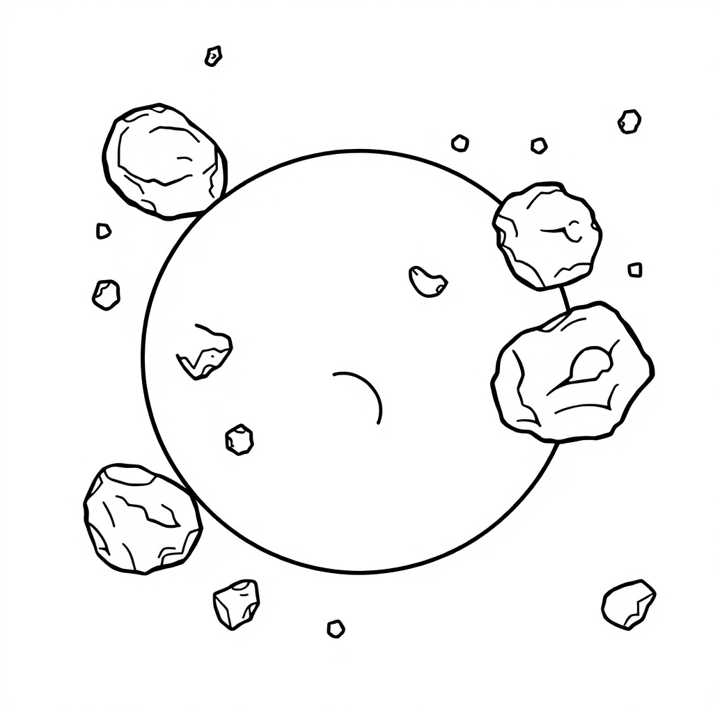 Cartoon Asteroid Belt Coloring Page