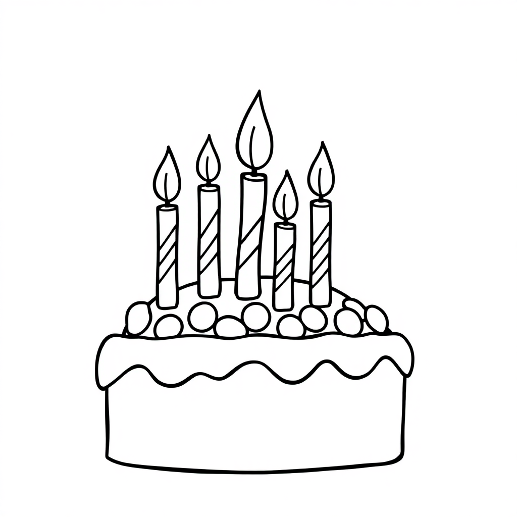 Cartoon Birthday Cake With Candles Coloring Page