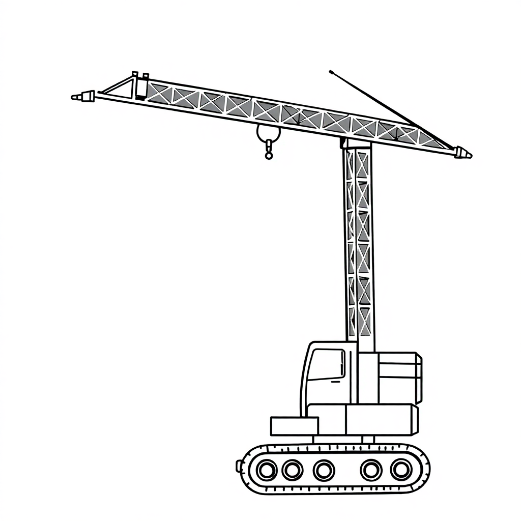 Cartoon Crane Lifting Coloring Page