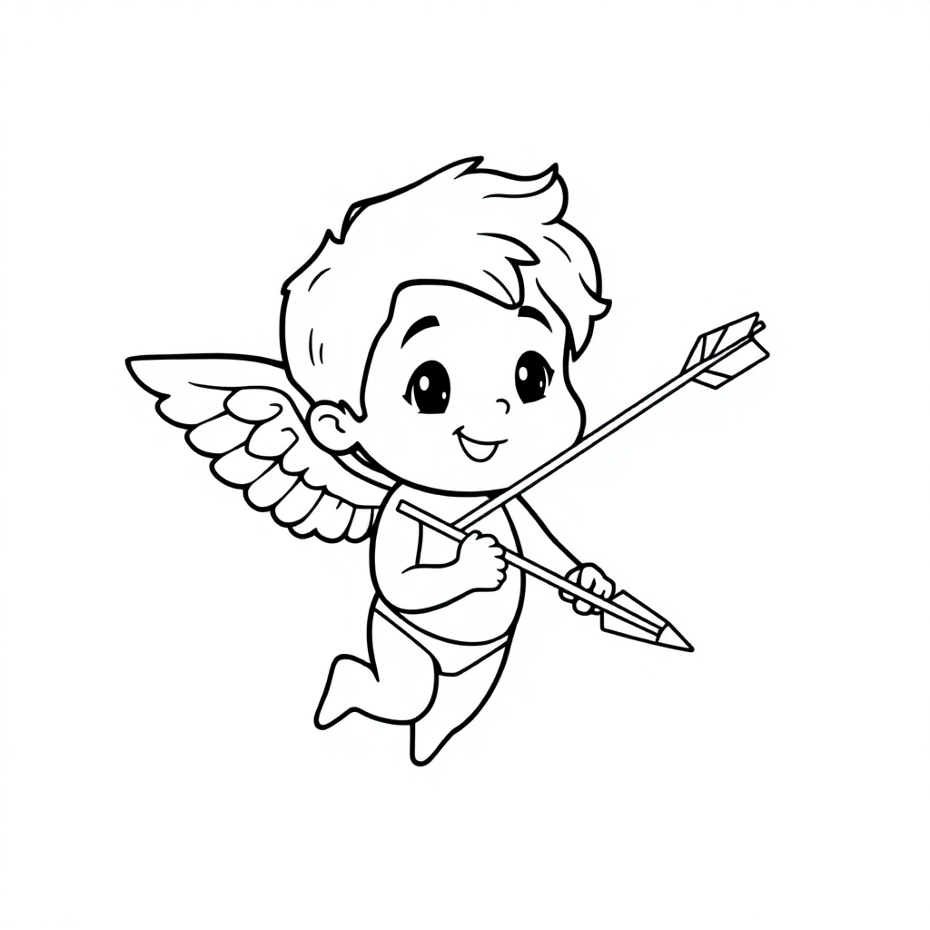 Cartoon Cupid With Arrow Coloring Page