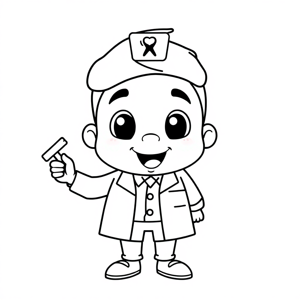 Cartoon Dentist Coloring Page