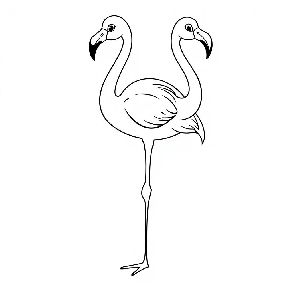 Cartoon Flamingo Standing Coloring Page