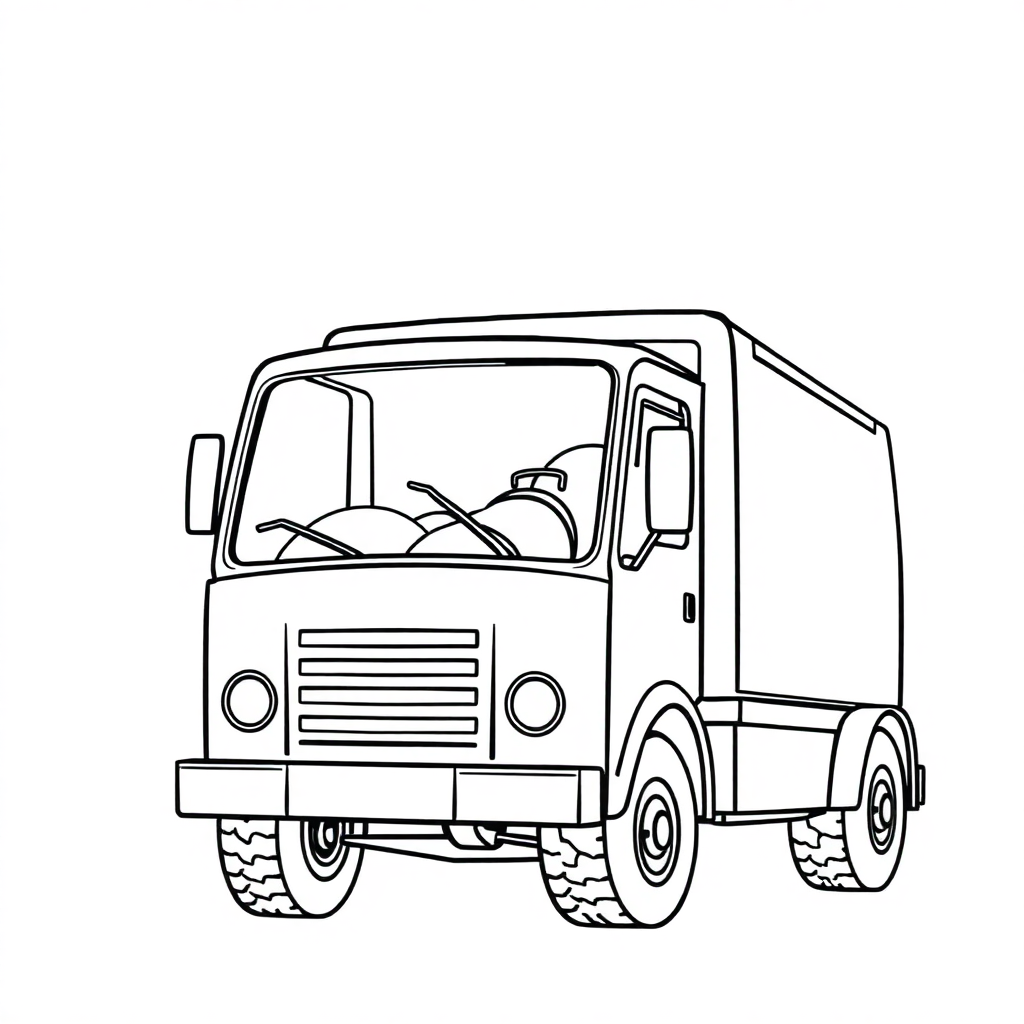 Cartoon Garbage Truck Coloring Page