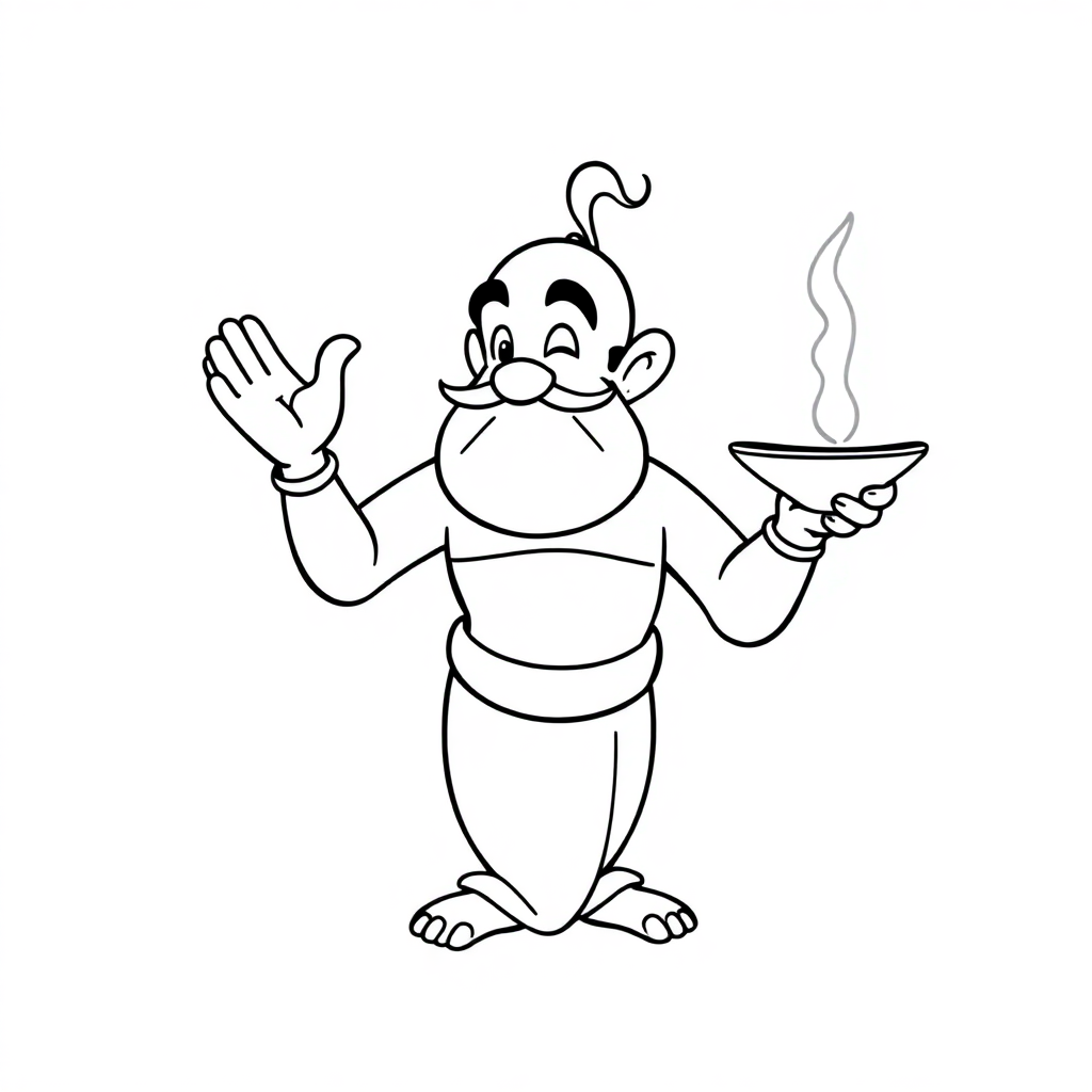 Cartoon Genie From Lamp Coloring Page