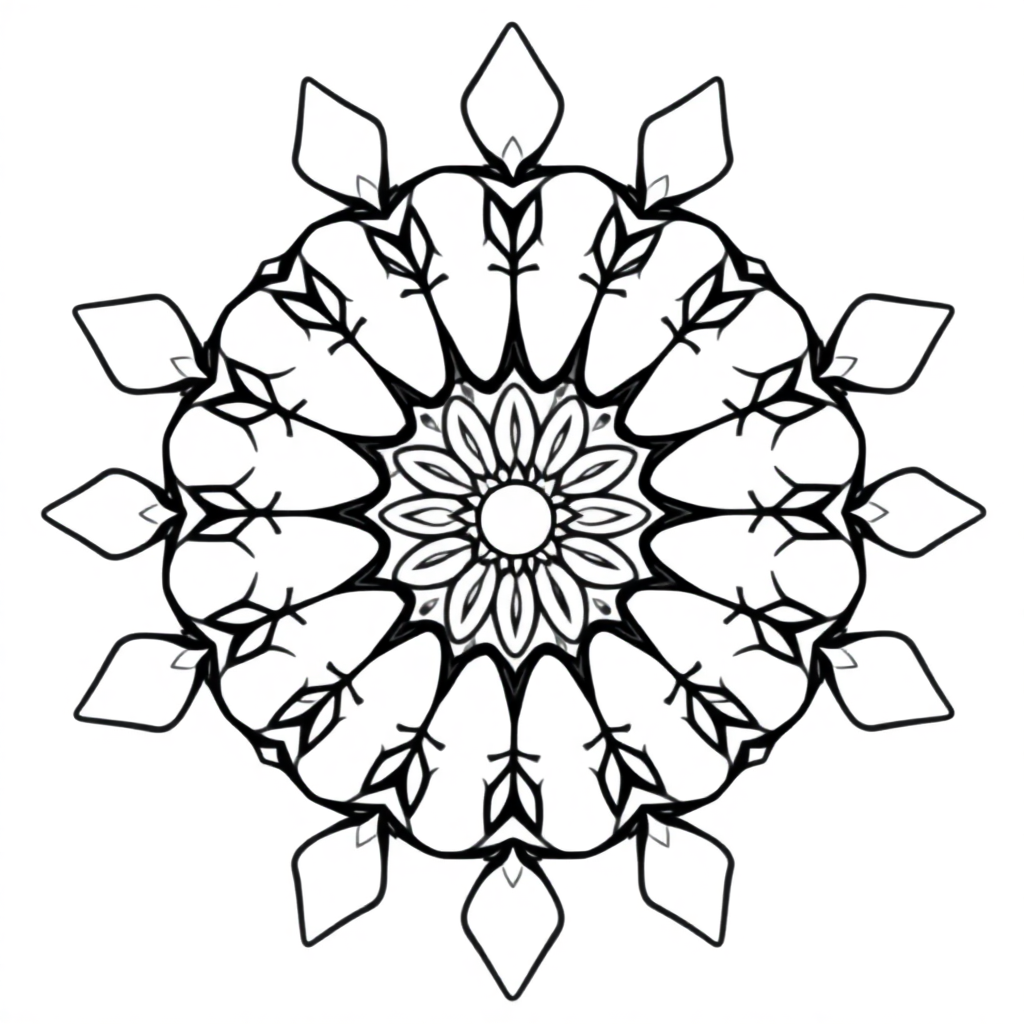 Cartoon Geometric Mandala Pattern Coloring Page