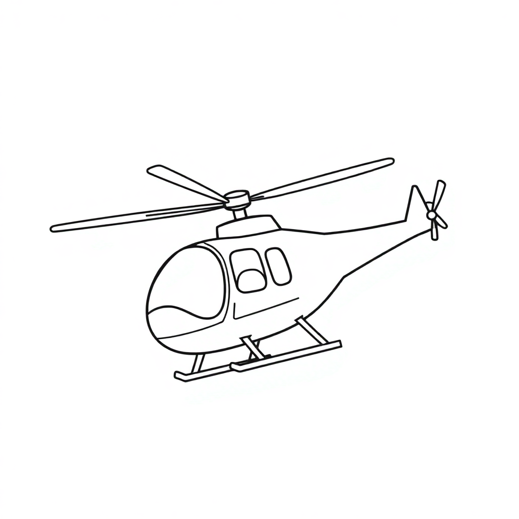 Cartoon Helicopter Flying Coloring Page