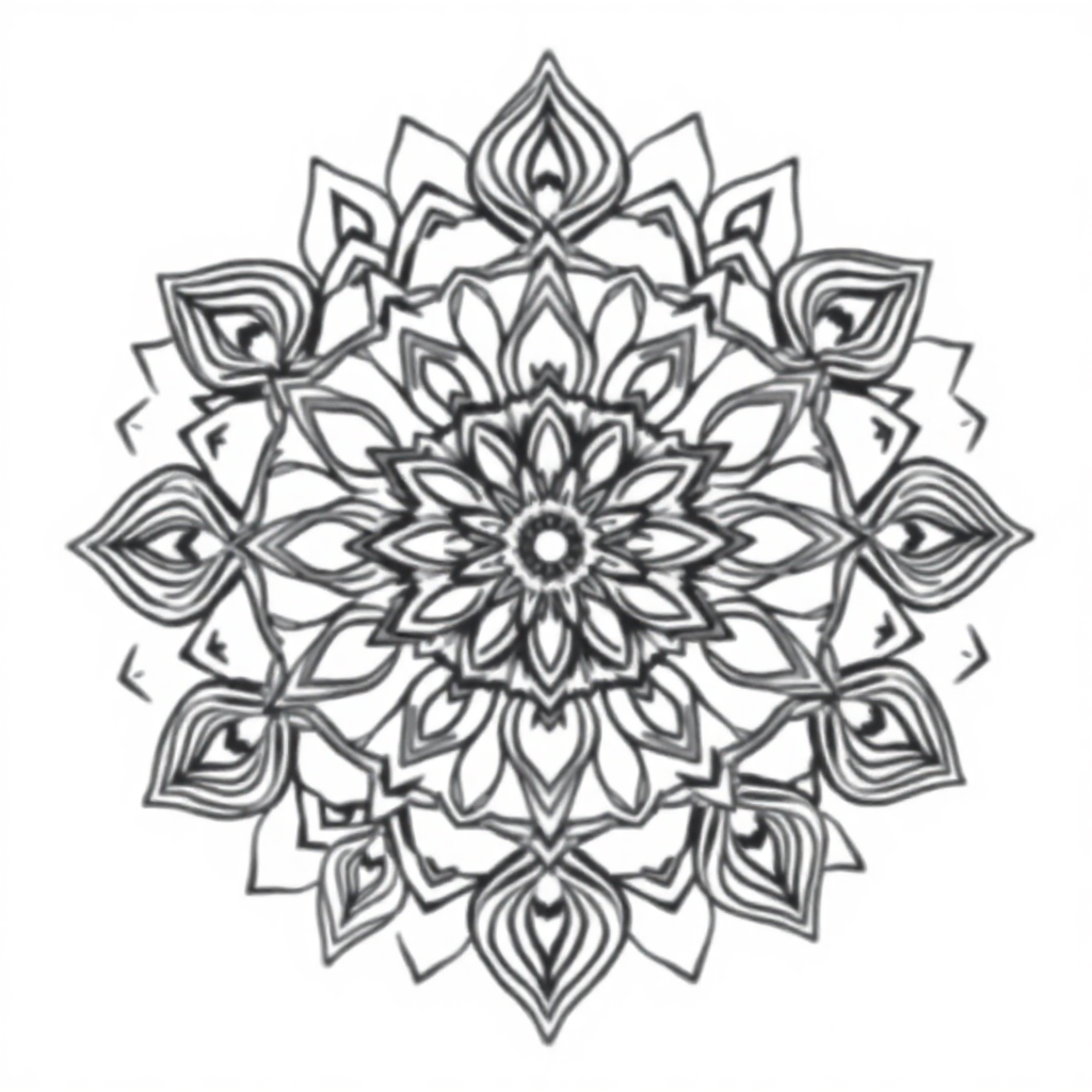 Cartoon Indian Style Mandala Coloring Page