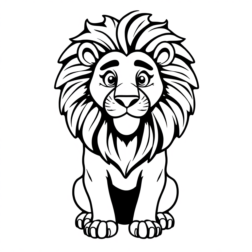 Cartoon Majestic Lion Coloring Page