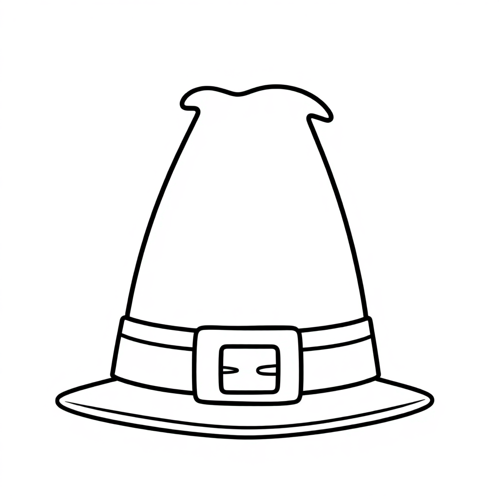 Cartoon Pilgrim Hat Coloring Page