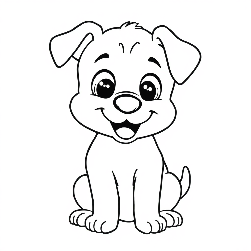 Cartoon Playful Puppy Coloring Page