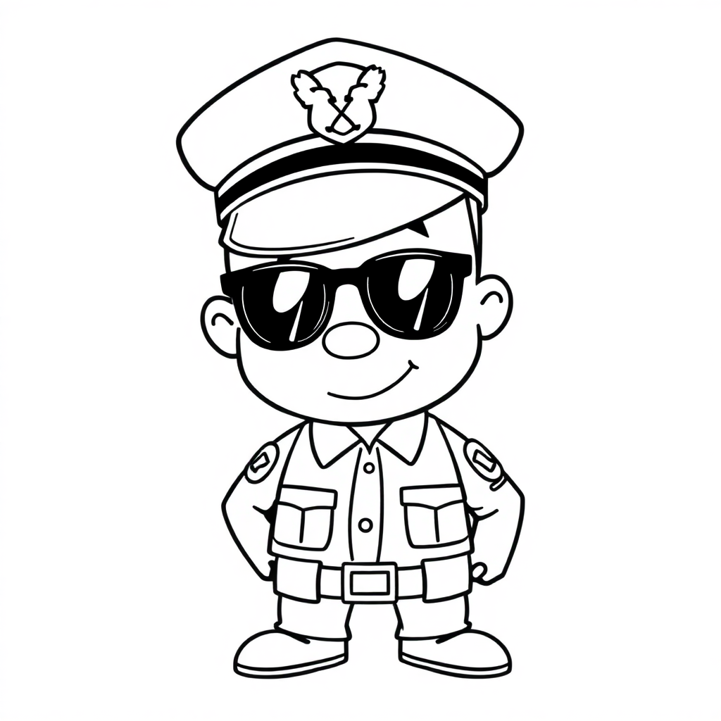 Cartoon Police Officer Coloring Page