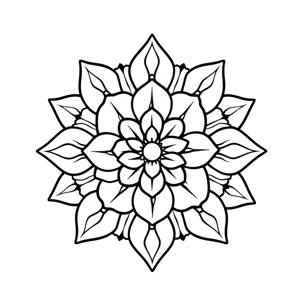 Cartoon Rose Mandala Pattern Coloring Page