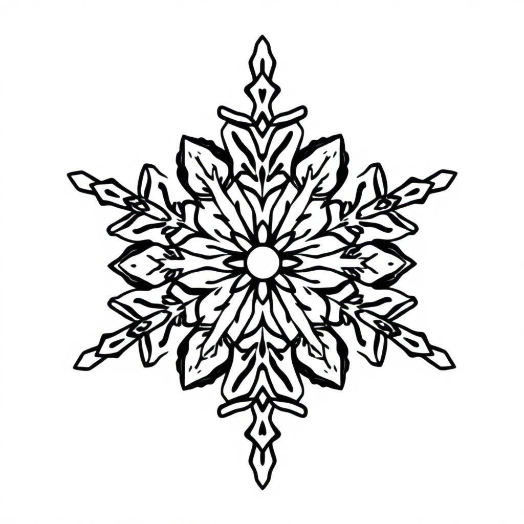 Cartoon Snowflake Mandala Coloring Page
