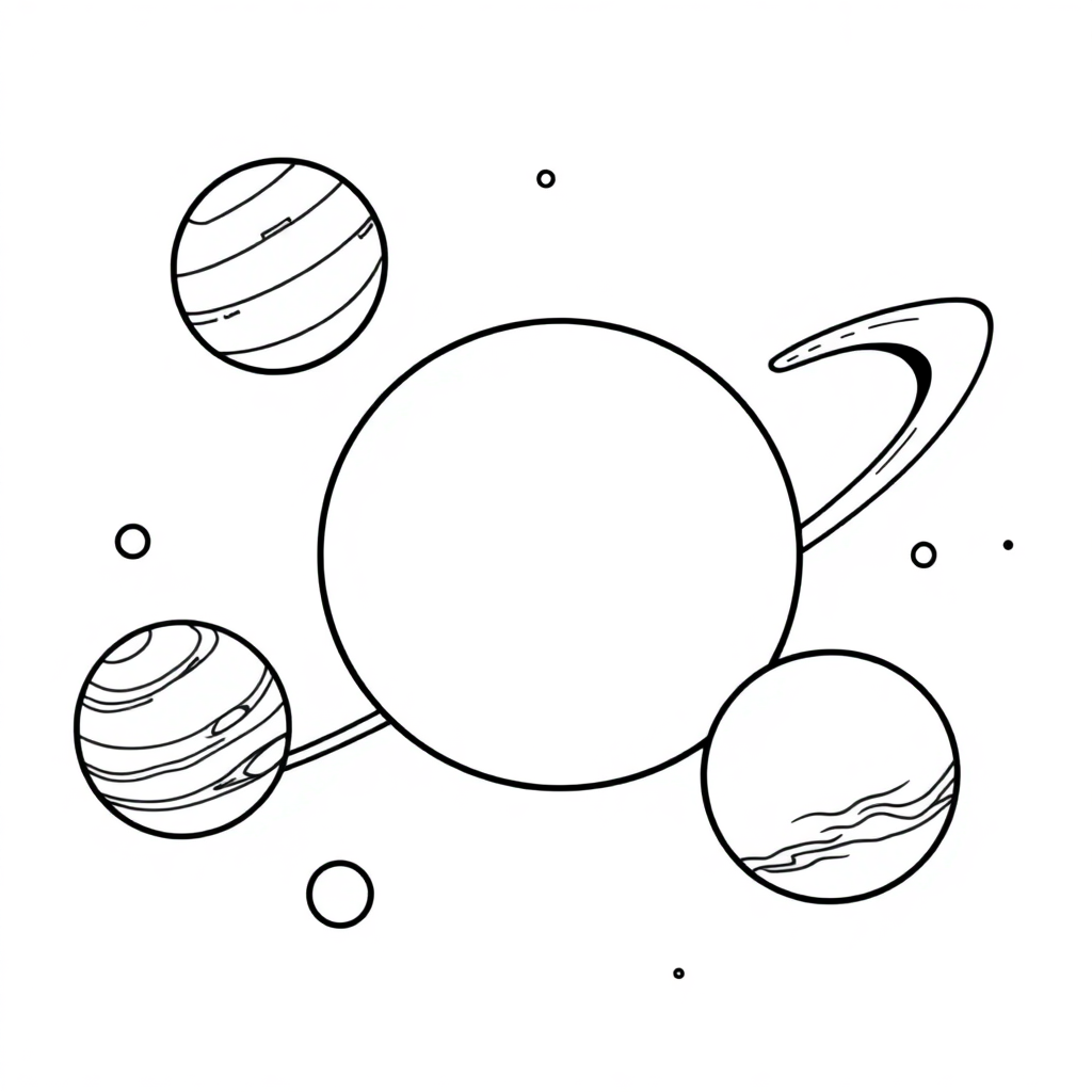 Cartoon Solar System Planets Coloring Page