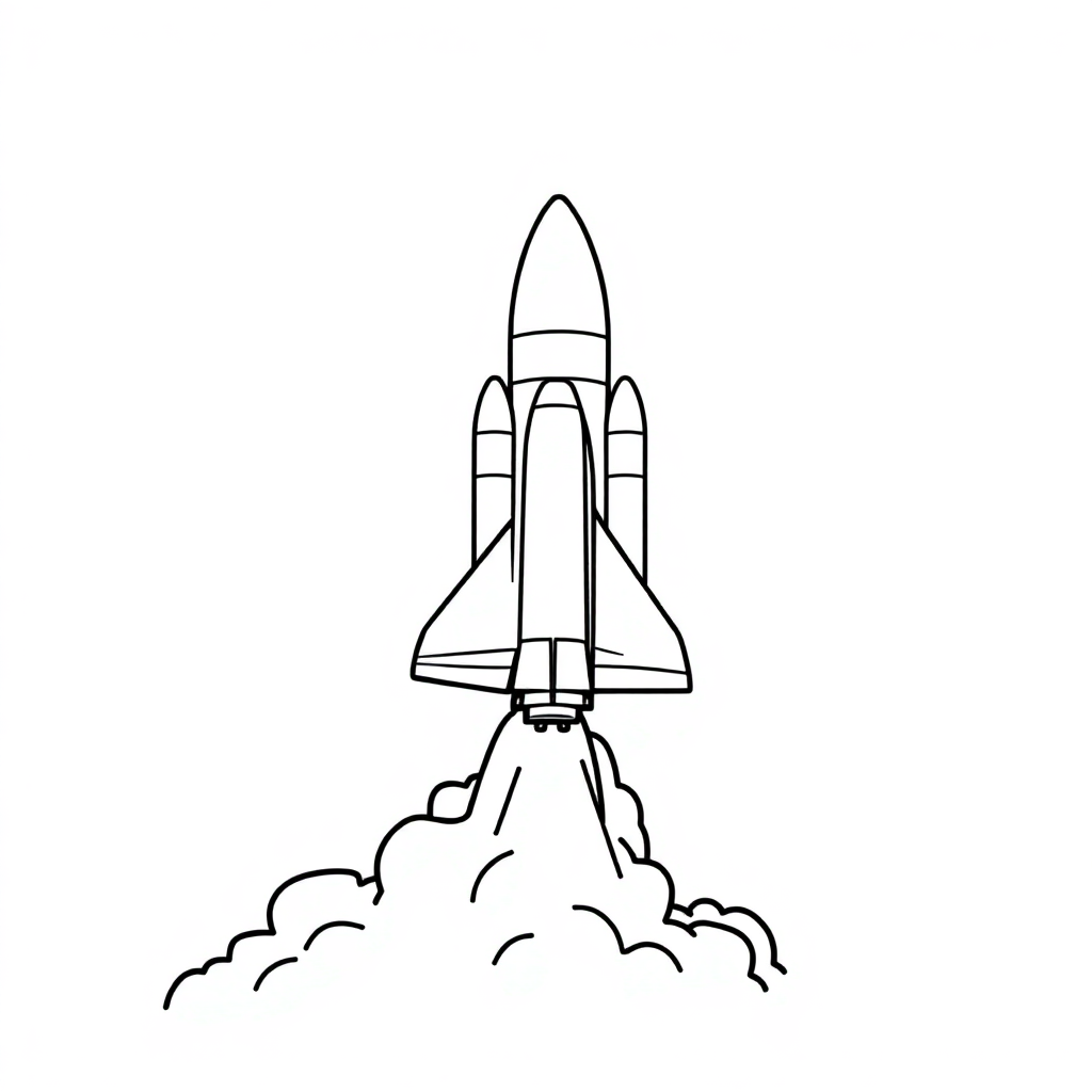 Cartoon Space Shuttle Launch Coloring Page